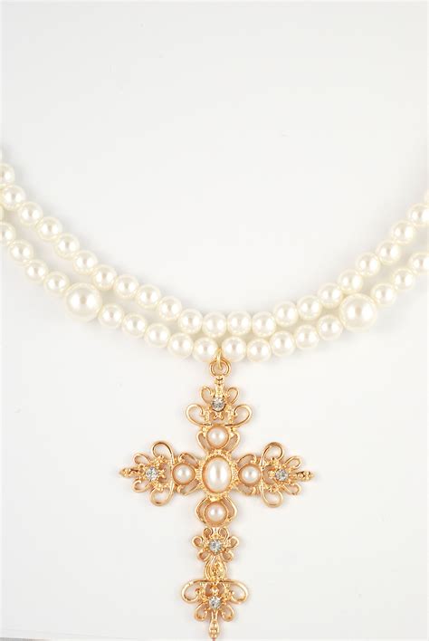 Pearls Cross Necklace Pearl Cross Necklace Pearls Cross Necklace