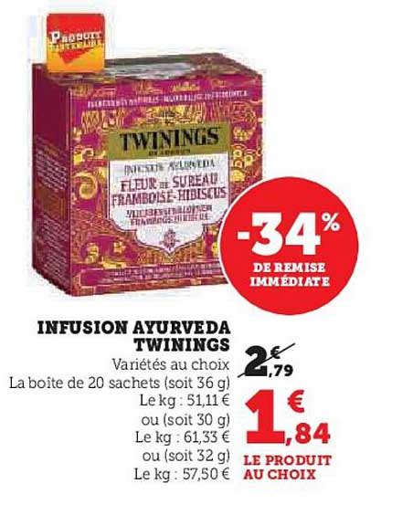 Promo Infusion Ayurveda Twinings Chez Hyper U Icatalogue Fr