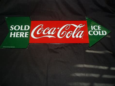 1990 Coca Cola 27 Metal Arrow Advertising Sign Ice Cold Coca Cola