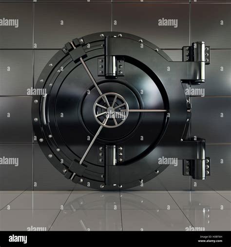 3d Rendering Of Closed Front View Bank Vault Door Safety And Secure