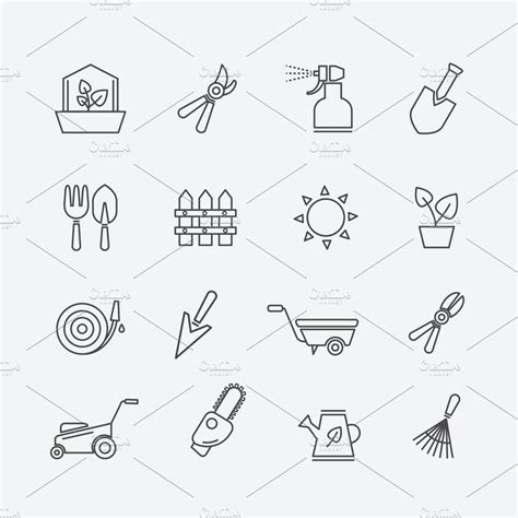 Gardening Line Icons Masterbundles