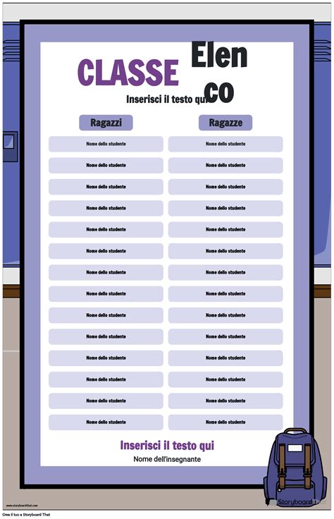 Elenco Delle Classi In Viola E Bianco Storyboard