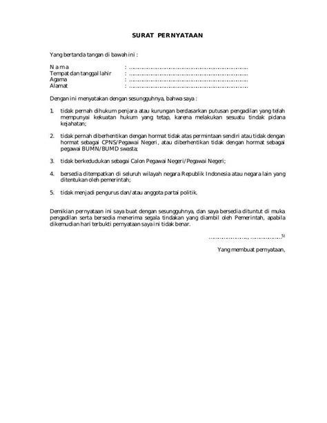 Contoh Surat Pernyataan Mengabdi Cpns 2019 Surat Perm