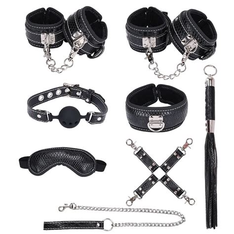 Senior PVC BDSM Bondage Set Collar Sexy Lingerie Hand Ankle Cuffs Mouth