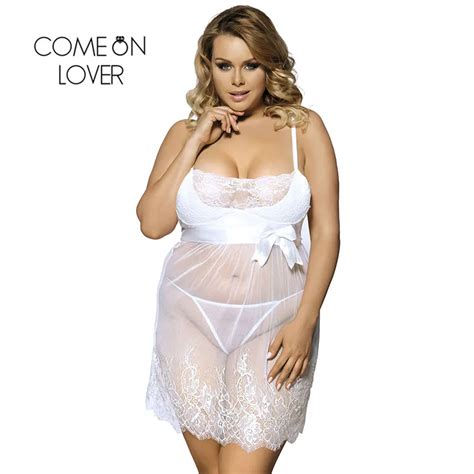 Comeonlover Sheer Mesh Laced Sexy Lingerie Dress Plus Size Sex Costumes