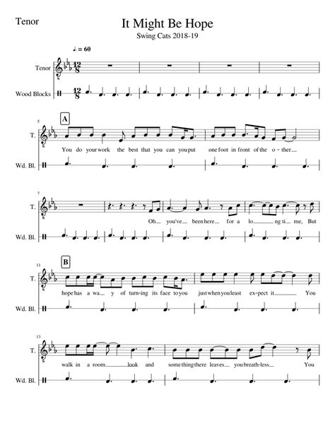 It Might Be Hope Tenor Sheet Music For Tenor Woodblock Mixed Duet