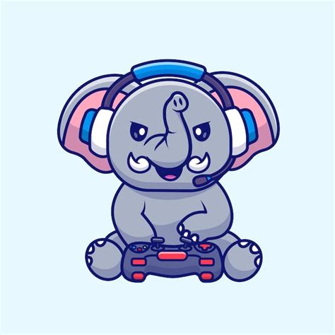 L Phant Mignon Jouant Au Jeu Cartoon Vector Icon Illustration Concept