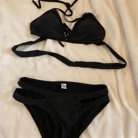 Euc Black Cutout Bikini Size Large Depop