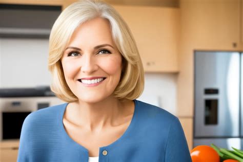 Belle Femme Mature Senior Préparant Des Aliments Sains Et Délicieux Dans La Cuisine Photo Premium