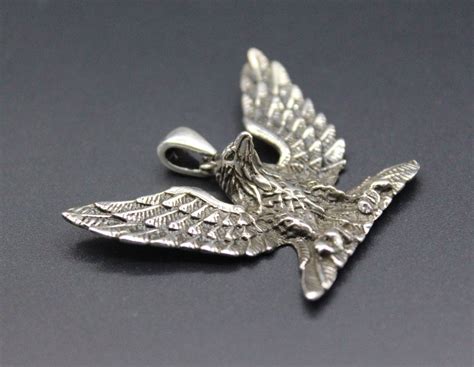 K Sterling Silver Eagle Pendant Eagle Necklace Pendant Silver