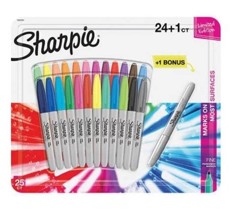 Kit Sharpie Ponta Fina 24 Canetas 1 Marcadores Permanente Caneta