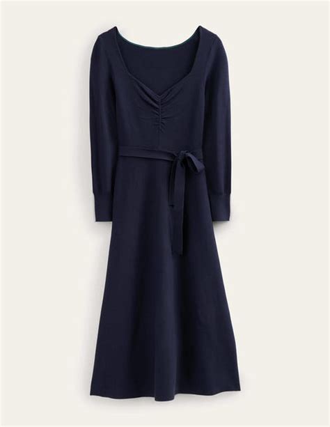 Robe Midi Avec Encolure En Cœur Bleu Marine Boden Fr