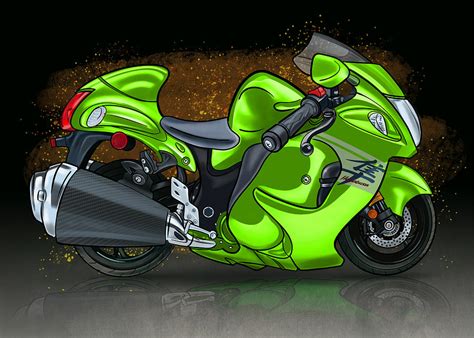 Suzuki Hayabusa Gsx R Lime Digital Art By Alexey Kravchenko Fine