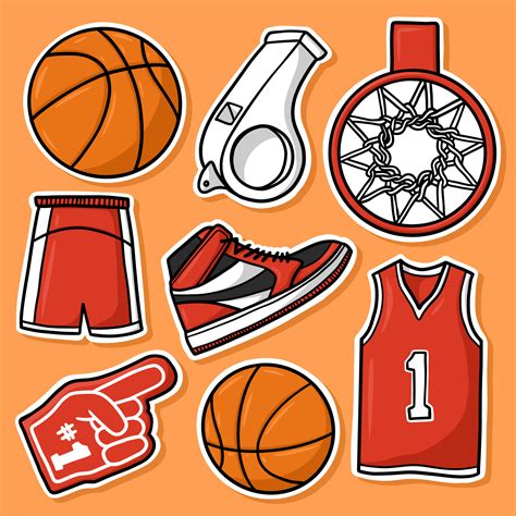 Sticker Set Basketball Cartoon Vector 8693303 Vector Art At Vecteezy