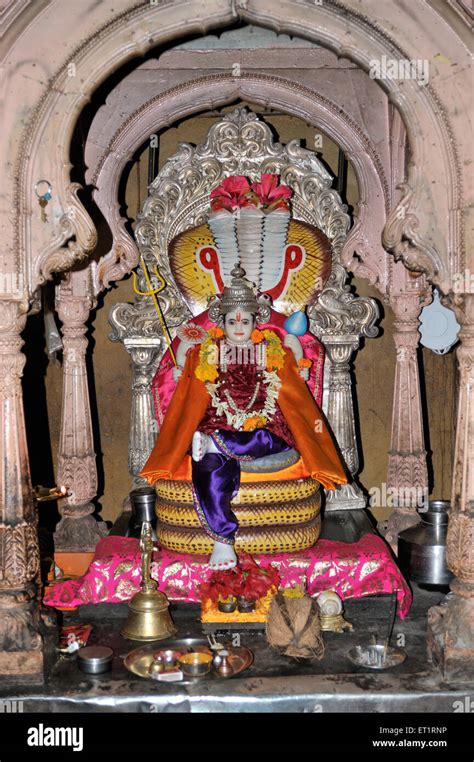 Idol Of Lord Vishnu Resting On Sheshnag In Hindu Temple Altar At