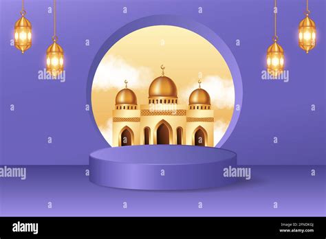 Modern D Display Podium Decoration In Purple Background With Realistic