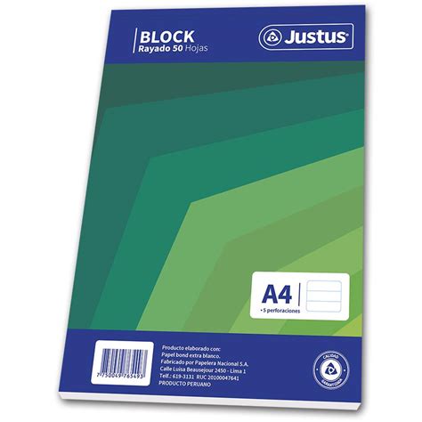 Block Rayado Justus A Hojas Perforaciones Tienda De Mayoristas