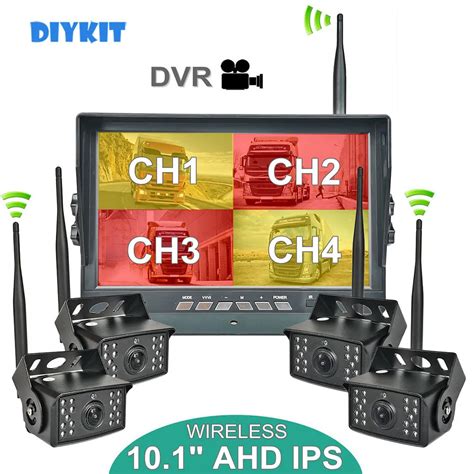 DIYKIT 10 1 Inch Wireless Truck DVR IPS Monitor AHD 720P HD Night