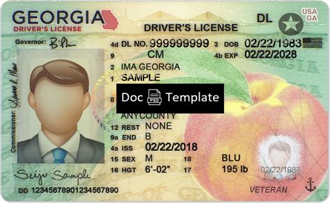 Georgia Driver License Template Psd Psd Templates