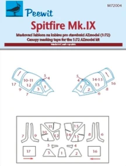 Canopy Mask For Spitfire Mk IX AZ Model Peewit 72004