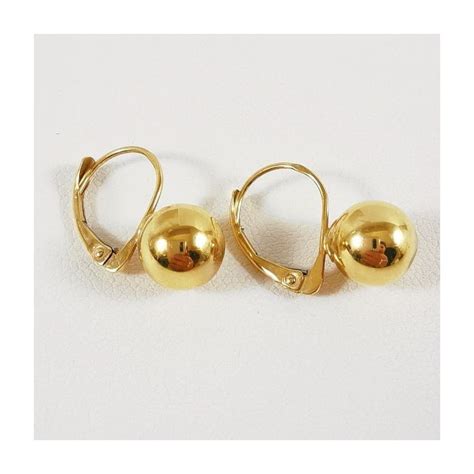 Boucles D Oreilles Boule Dormeuses Or Jaune 750 18 Carats