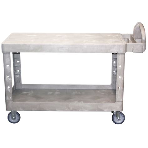 Rubbermaid Fg454500beig Beige Large Two Flat Shelf Utility Cart