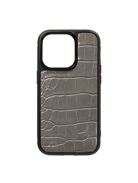 Iphone 14 Pro Case Grey Shiny Alligator Maison Jean Rousseau