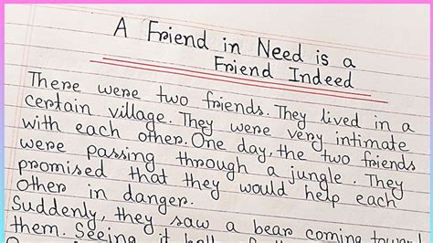 Story Writing Story On A Friend In Need Is A Friend Indeed YouTube