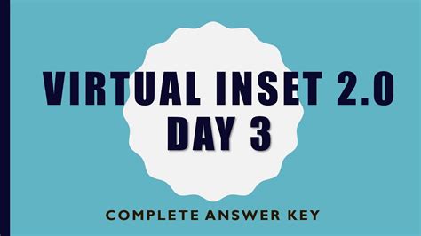 VIRTUAL INSET 2 0 DAY 3 COMPLETE ANSWER KEY YouTube