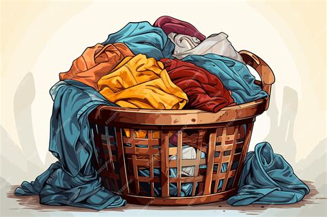 Premium Vector Clothes Laundry Basket Cartoon Dirty Textile Clothes