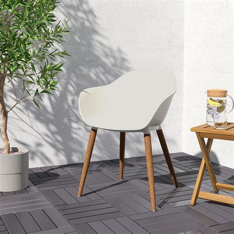 GRÖNSTA chair with armrests in outdoor white IKEA Lietuva