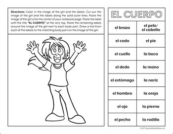 El Cuerpo Body Parts Spanish Interactive Notebook Activity Tpt