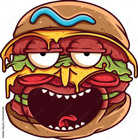 Hamburger Cheeseburger Cartoon Character Happy Face Vector Art