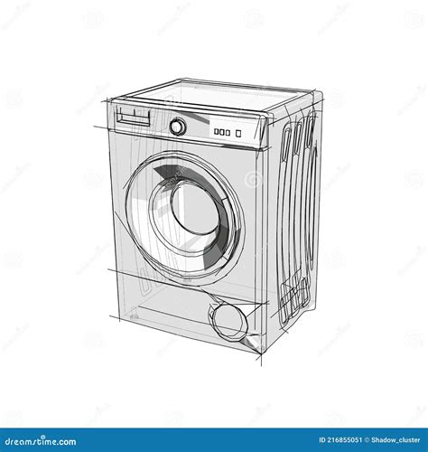 Technical Drawing Of A Washing Machine In An Architectural Style Stock