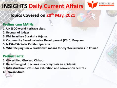 Insights Daily Current Affairs Pib Summary 20 May 2021 Insights