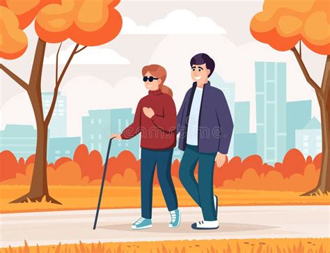 Disabled People Support Cartoon Minimalistic Character Supporting