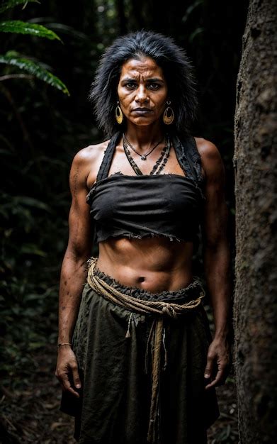 Premium Ai Image Photo Of Savage Tribal Woman In The Jungle Generative Ai