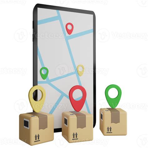 Delivery Parcels By Gps Clipart Flat Design Icon Isolated On