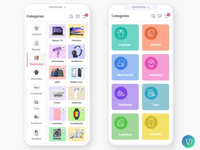 Categories List Mobile App UI Kit by Kvivekdesigner ~ EpicPxls