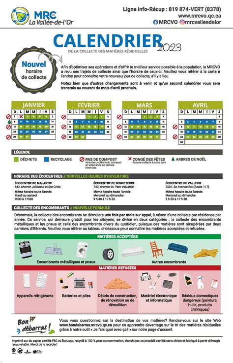 Calendrier De La Collecte Des Mati Res R Siduelles Bondebarras