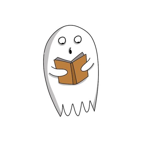 Premium Vector Doodle Halloween Character Cute Ghost Reading A Book