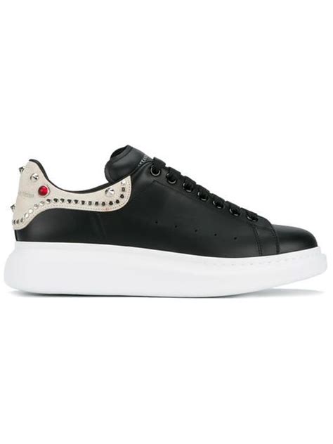 Alexander Mcqueen Mm Studded Leather Platform Sneakers Black