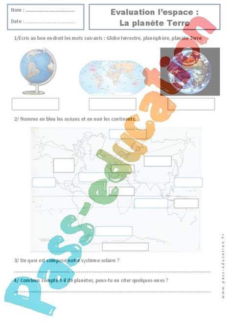 Evaluation Repr Senter La Terre Ce Bilan Et Controle Corrig Pdf