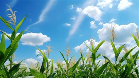 Premium Photo A Bright Green Cornfield Illuminated By The Bright Sun