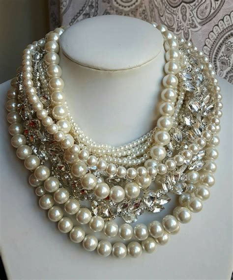 Chunky Pearl Necklace Wedding Statement Necklace Trending Necklace