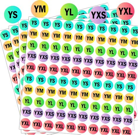 Amazon Youth Clothing Size Stickers Inch Round Adhesive