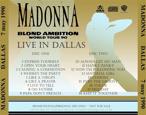 Madonna FanMade Covers Blond Ambition Tour Dallas May 7th 1990