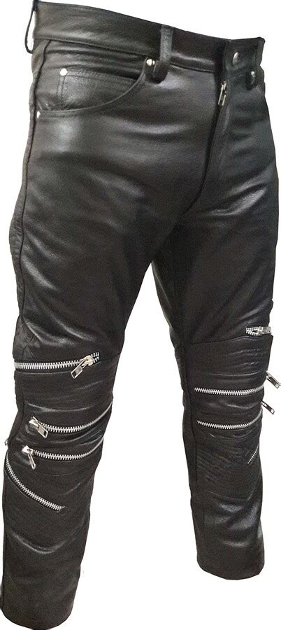 Leather Addicts Mens Sexy Real Black Leather Motorcycle Bikers Pants Jeans Trousers Gay J W