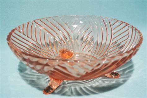 Items Similar To Vintage Pink Depression Glass Footed Bowl On Etsy