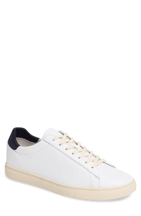 Clae Bradley Sneaker In White Leather Navy Neoprene Modesens